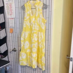 Sleeveless Yellow Floral Midi Dress